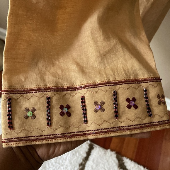 Sara Isabella Women’s Tan Beaded 100% Irish Linen Tunic Size 14 Plus Size - Picture 6 of 7